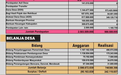 INFOGRAFIS PELAKSANAAN APBDES TA.2025 SEMESTER 1 DESA PEGADINGAN KECAMATAN CIPARI